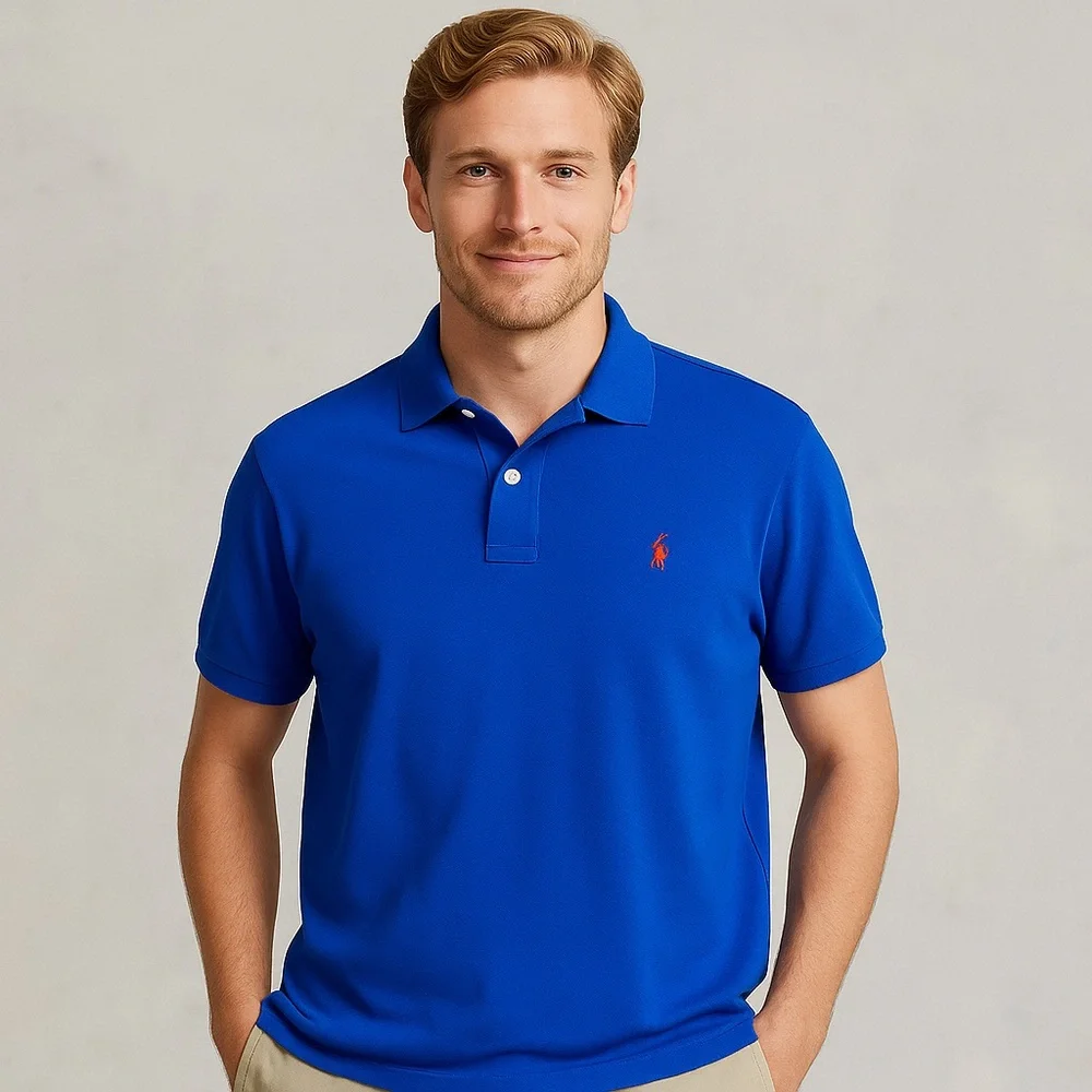 Polo Ralph Lauren Classic‎ Fit Polo Shirt Men’s L Royal Blue with Red Pony